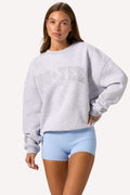 Oversized Crew-Neck Jumper in Grey Marl