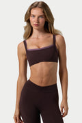 Soft Active Seam-Detail Sports Bra in Espresso
