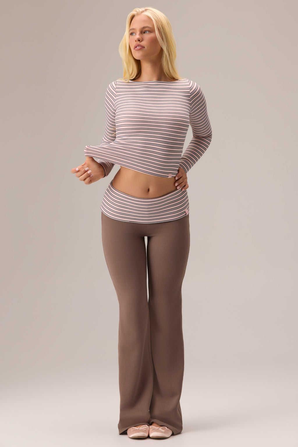 Plush Jersey Wide-Leg Trousers in Chestnut