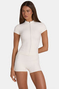 Soft Active Zip-Up Top in Coconut