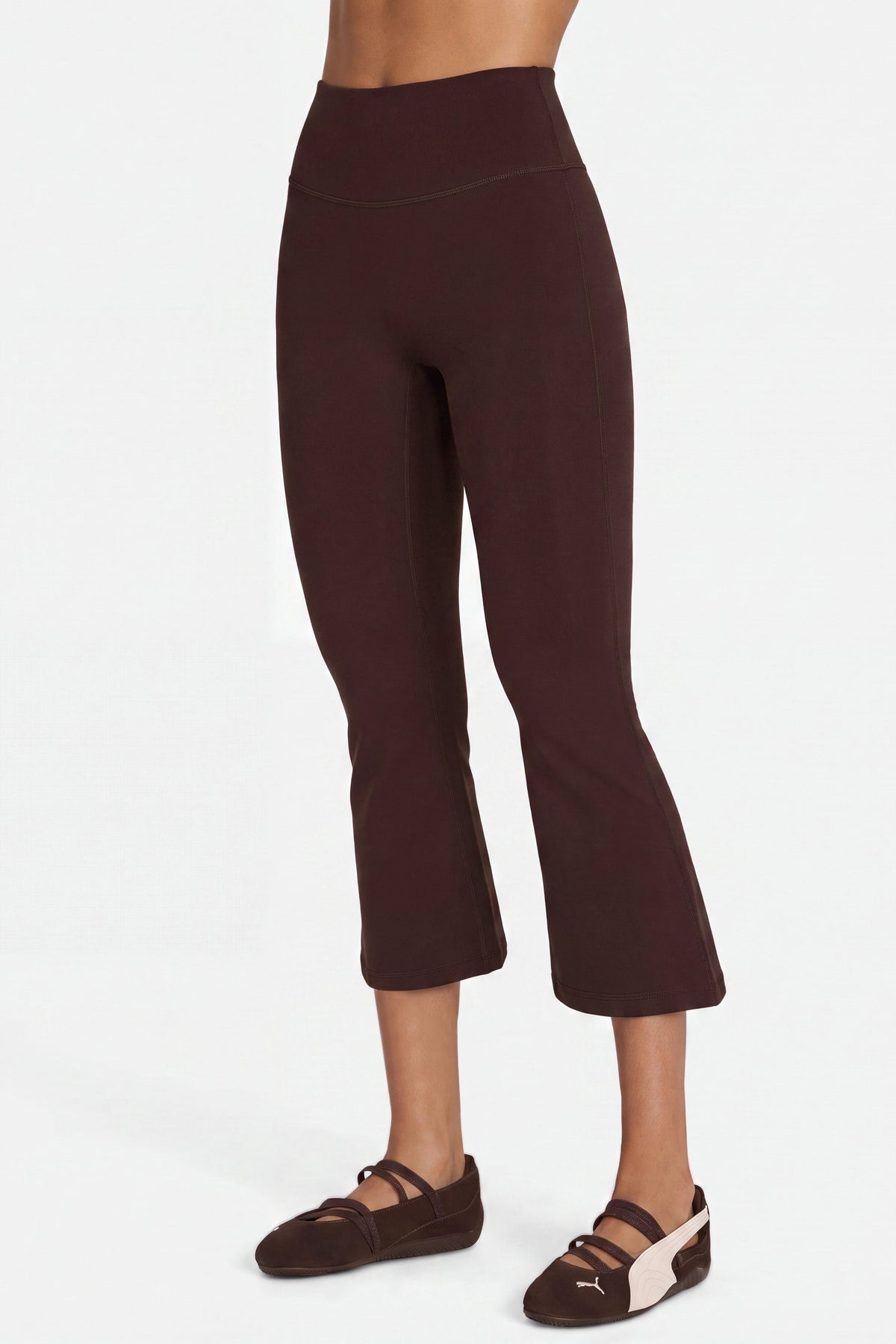 Soft Active Flared Capri Leggings in Espresso