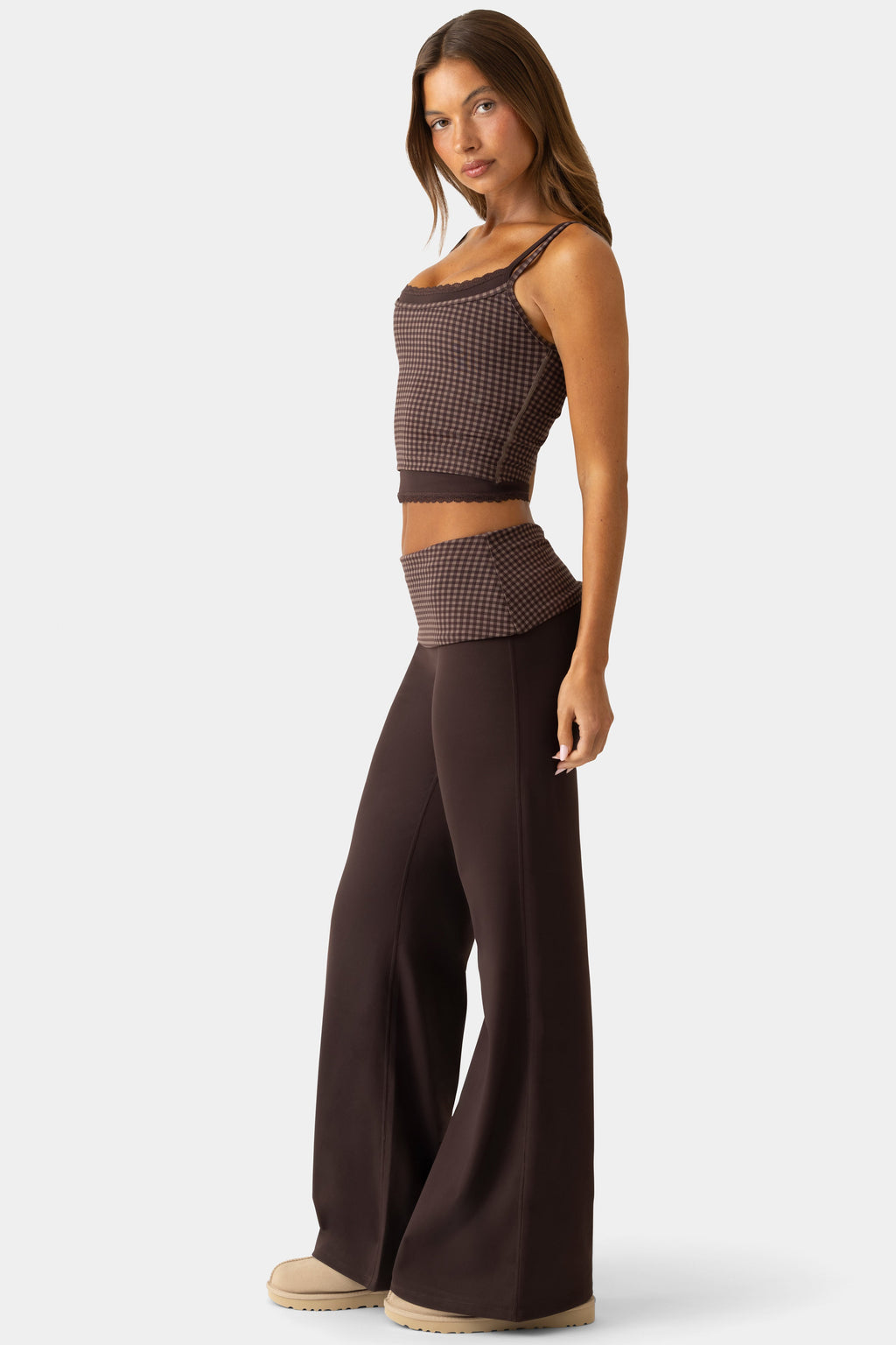 Soft Active Wide-Leg Trousers in Espresso