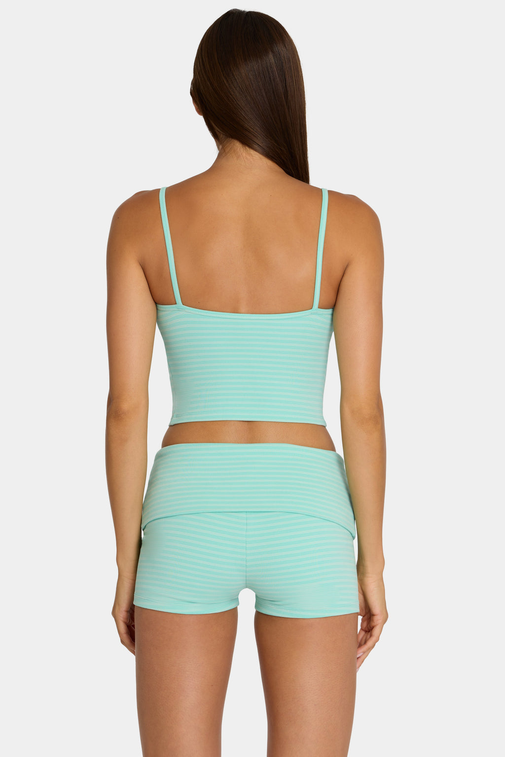 Brushed Jersey Tank Top in Aqua Stripe