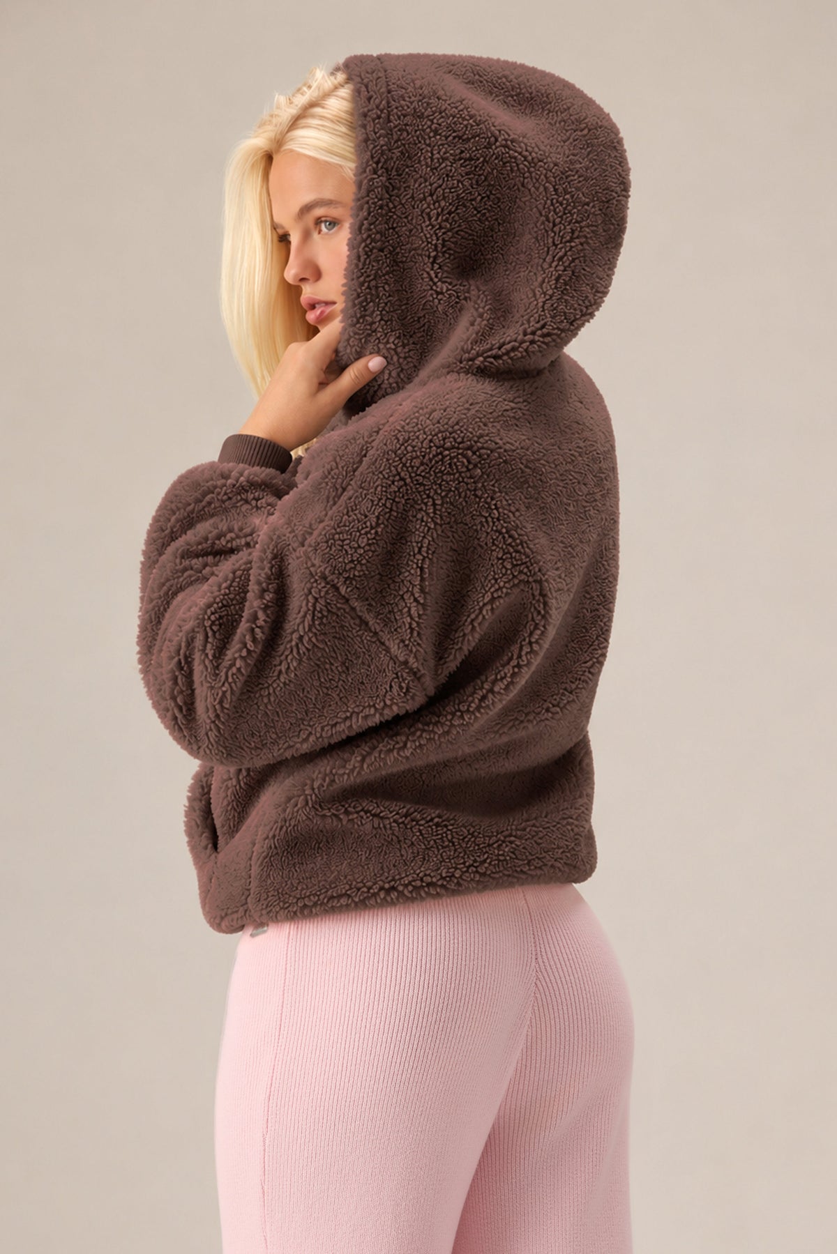 Teddy Fleece Hoodie  in Chestnut