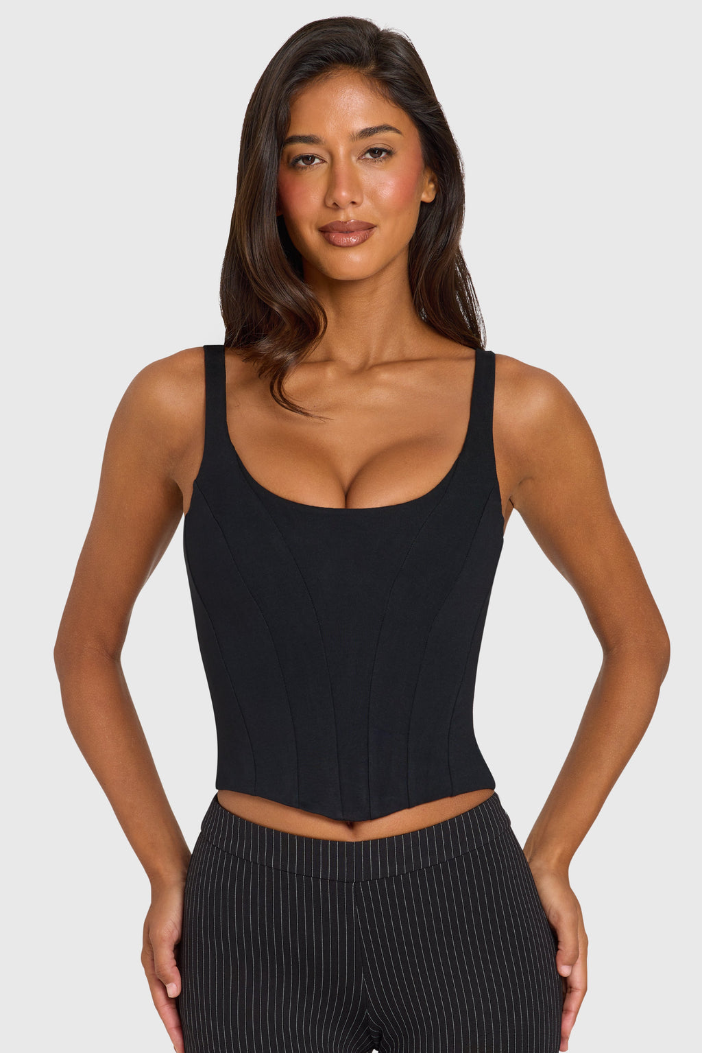 Ponte Corset Top in Black