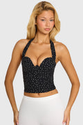 Halterneck Underwired Top in Black Polka Dot