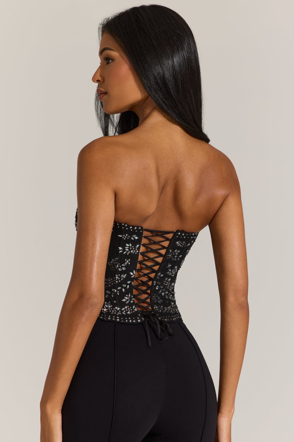 Embellished Corset Top in Black