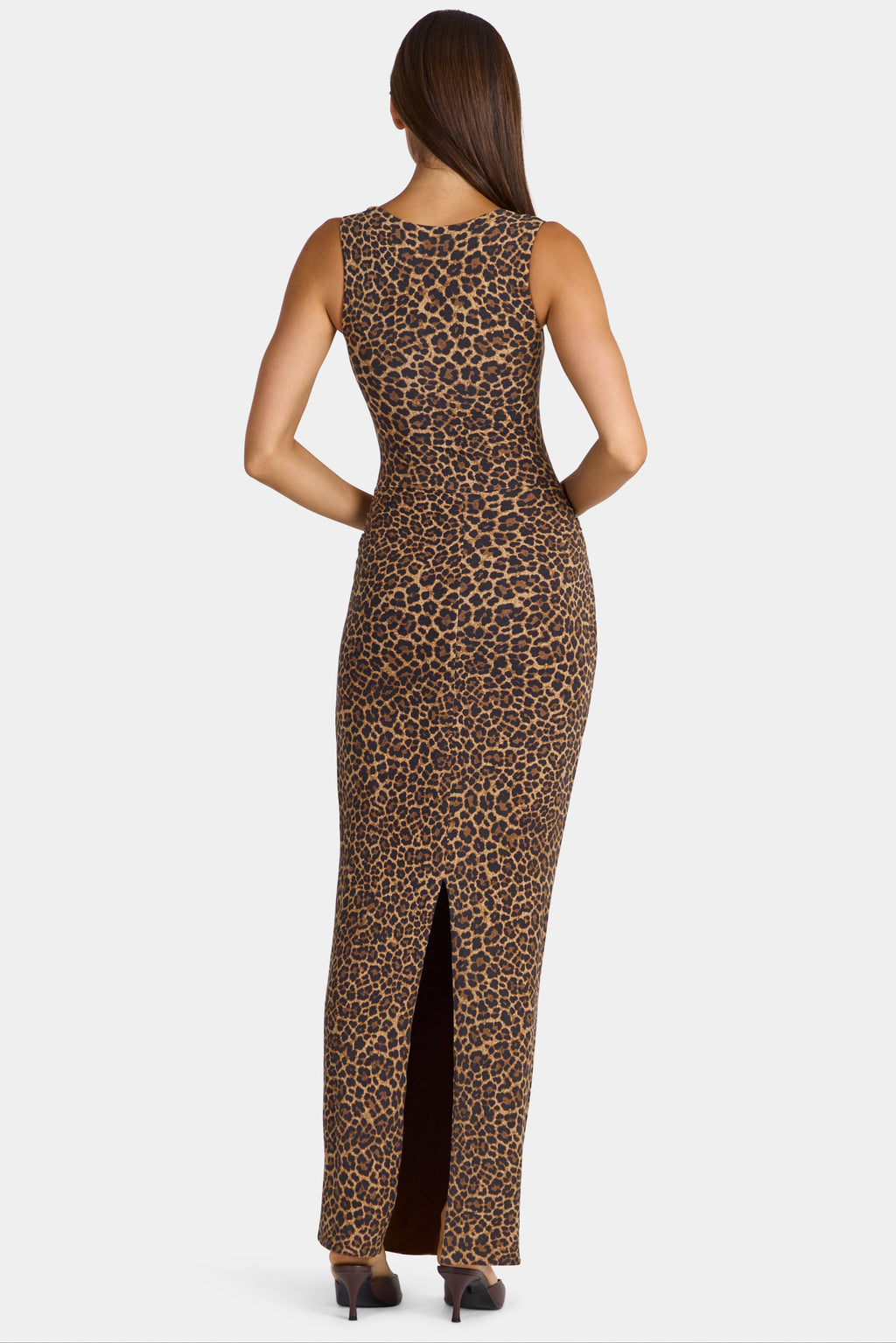 Modal Square-Neck Maxi Dress in Leopard