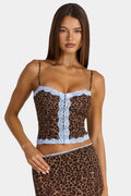Lace-Trim Cami Top in Leopard
