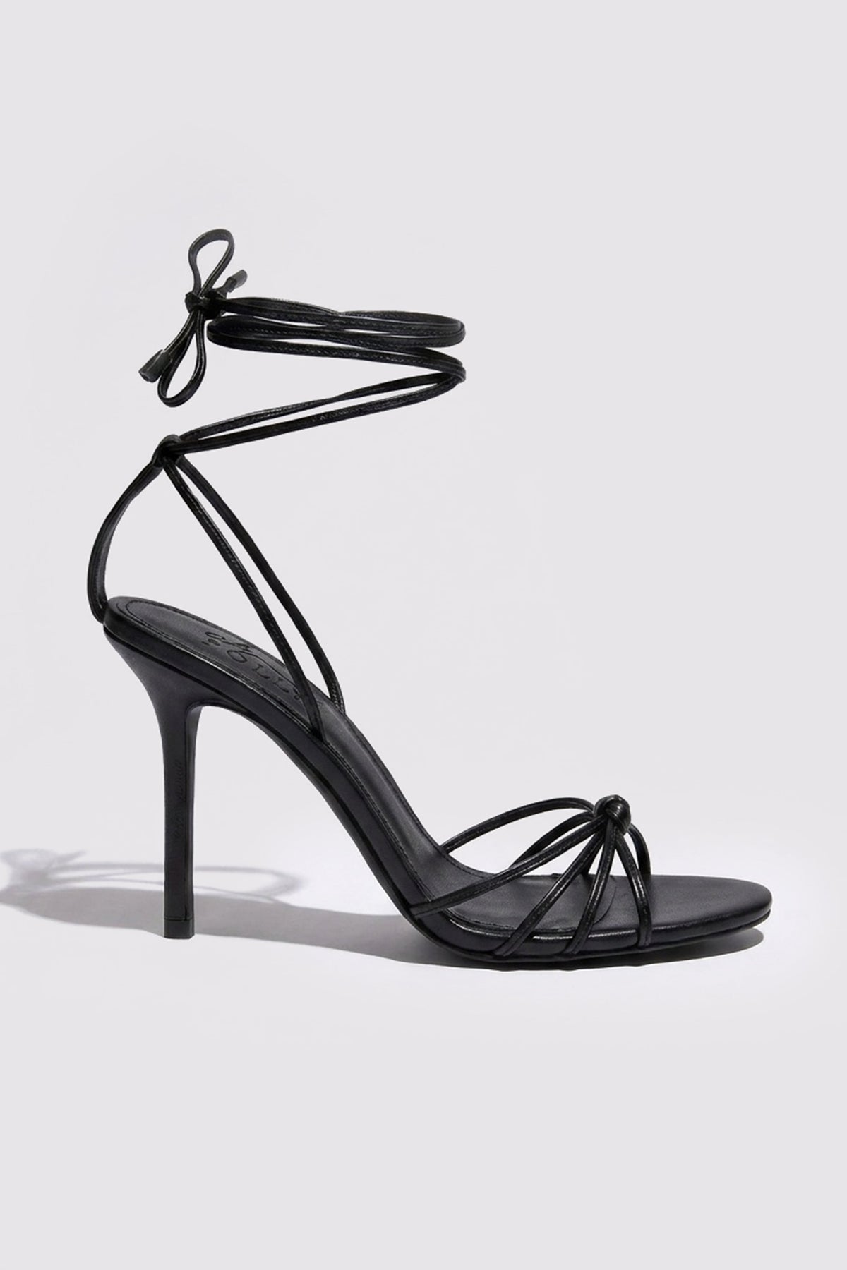 Lace-Up Heeled Sandal in Black