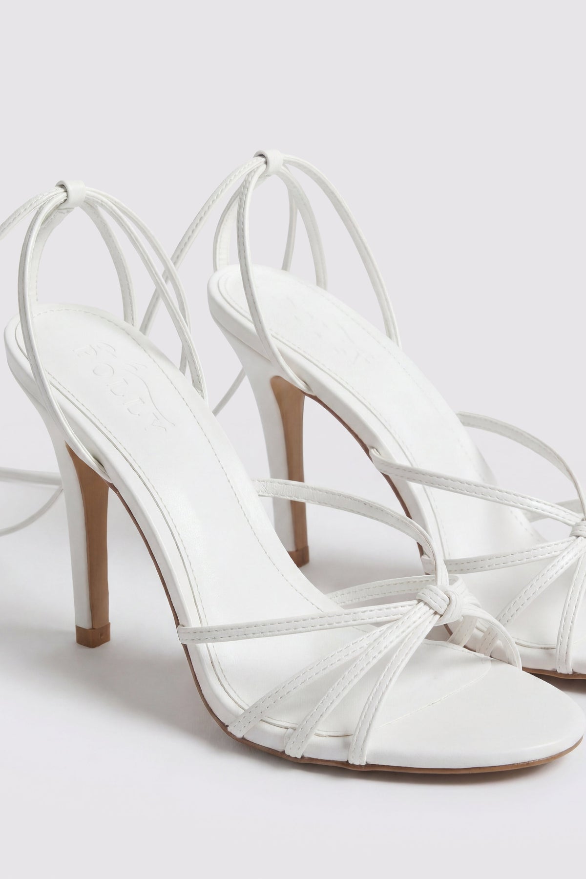 Lace-Up Heeled Sandal in White