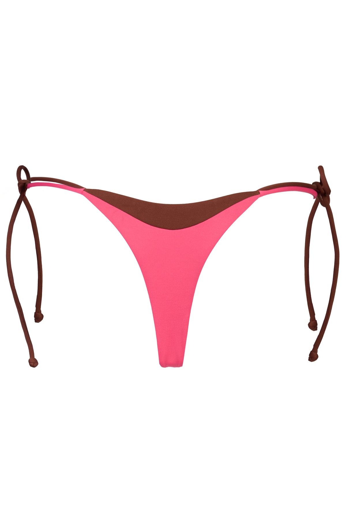 Tie-Side Thong Bikini Bottoms in Pink Contrast
