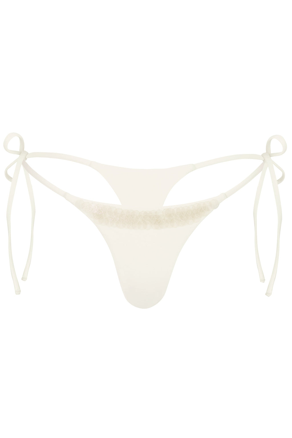 Side-Tie Thong Bikini Bottoms  in Pearl