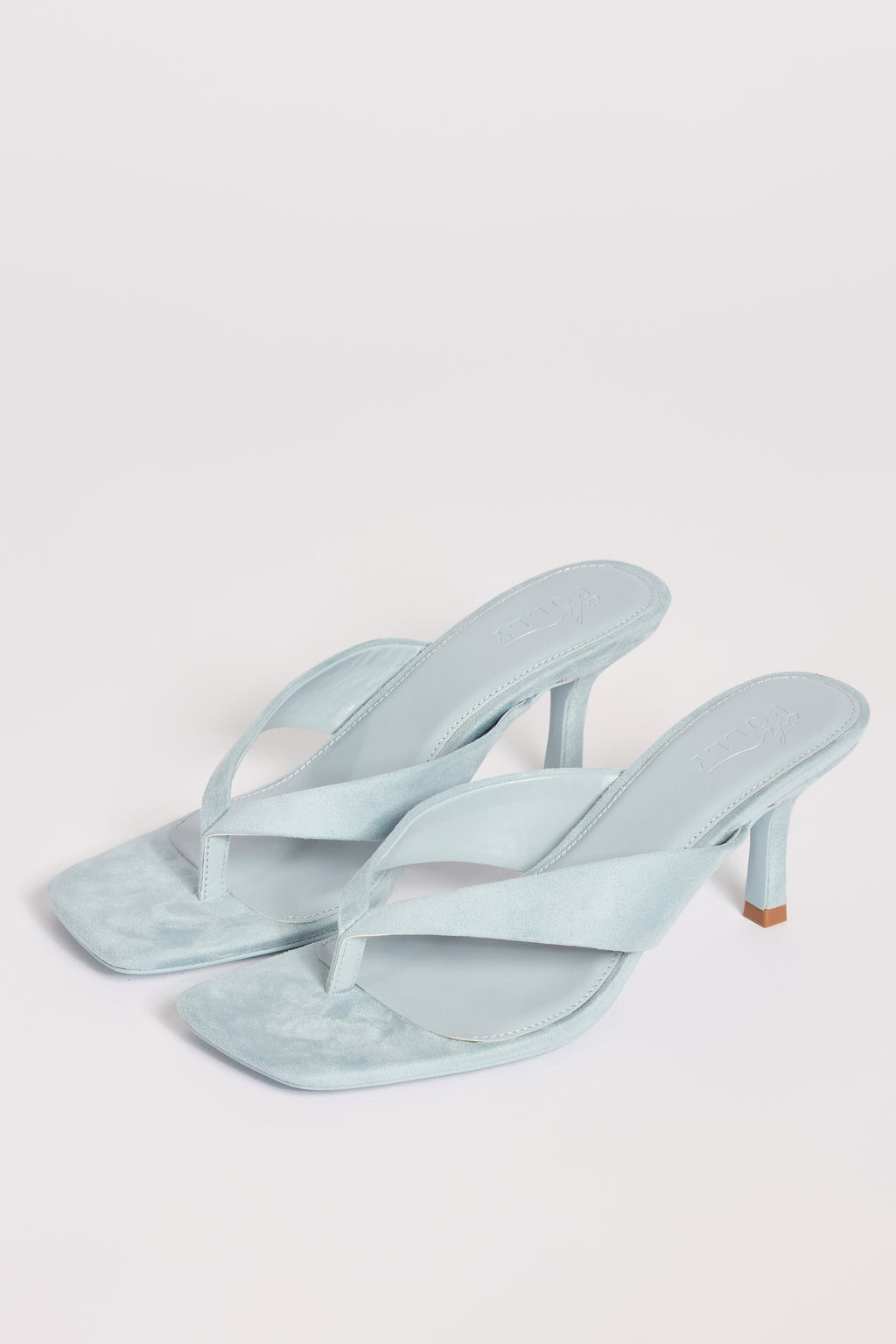 Heeled Thong Sandals  in Arctic Blue