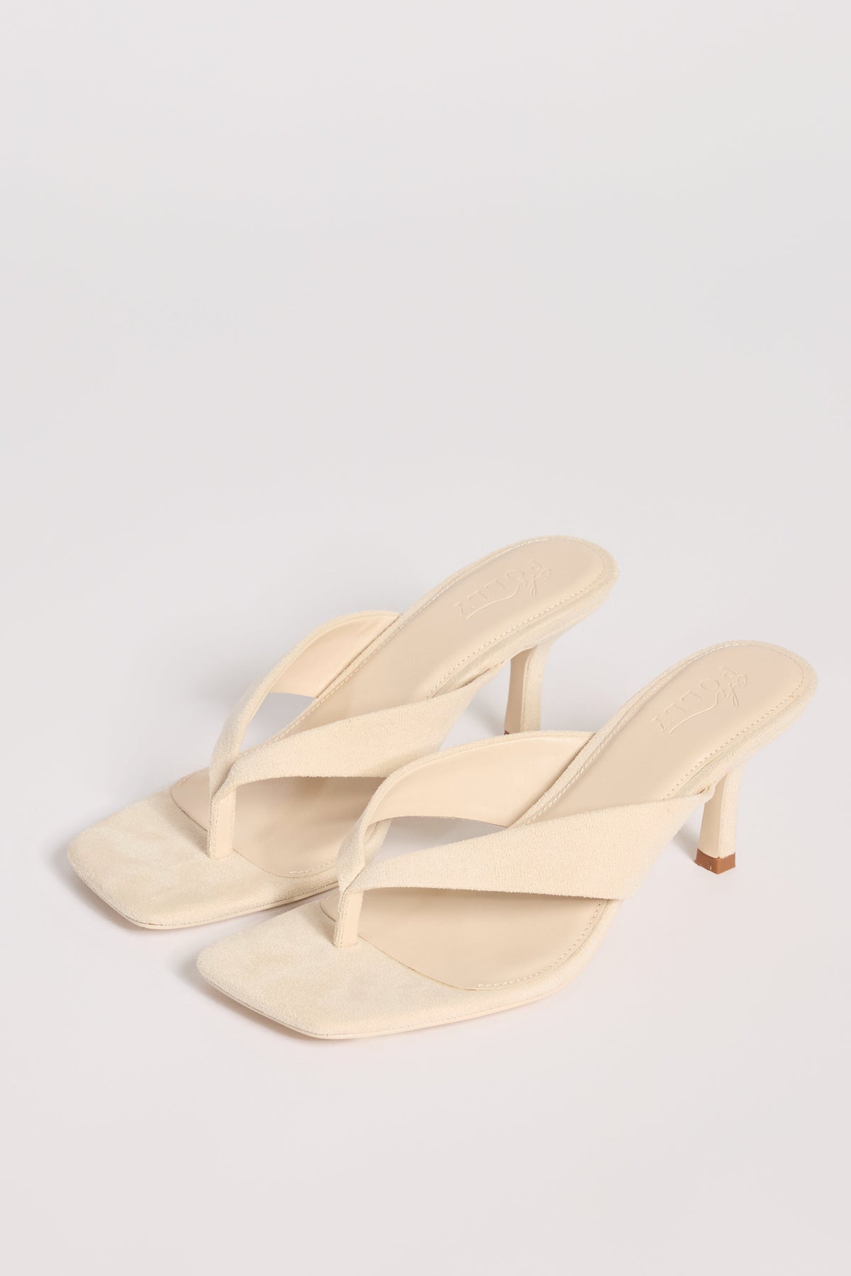 Heeled Thong Sandals  in Oat