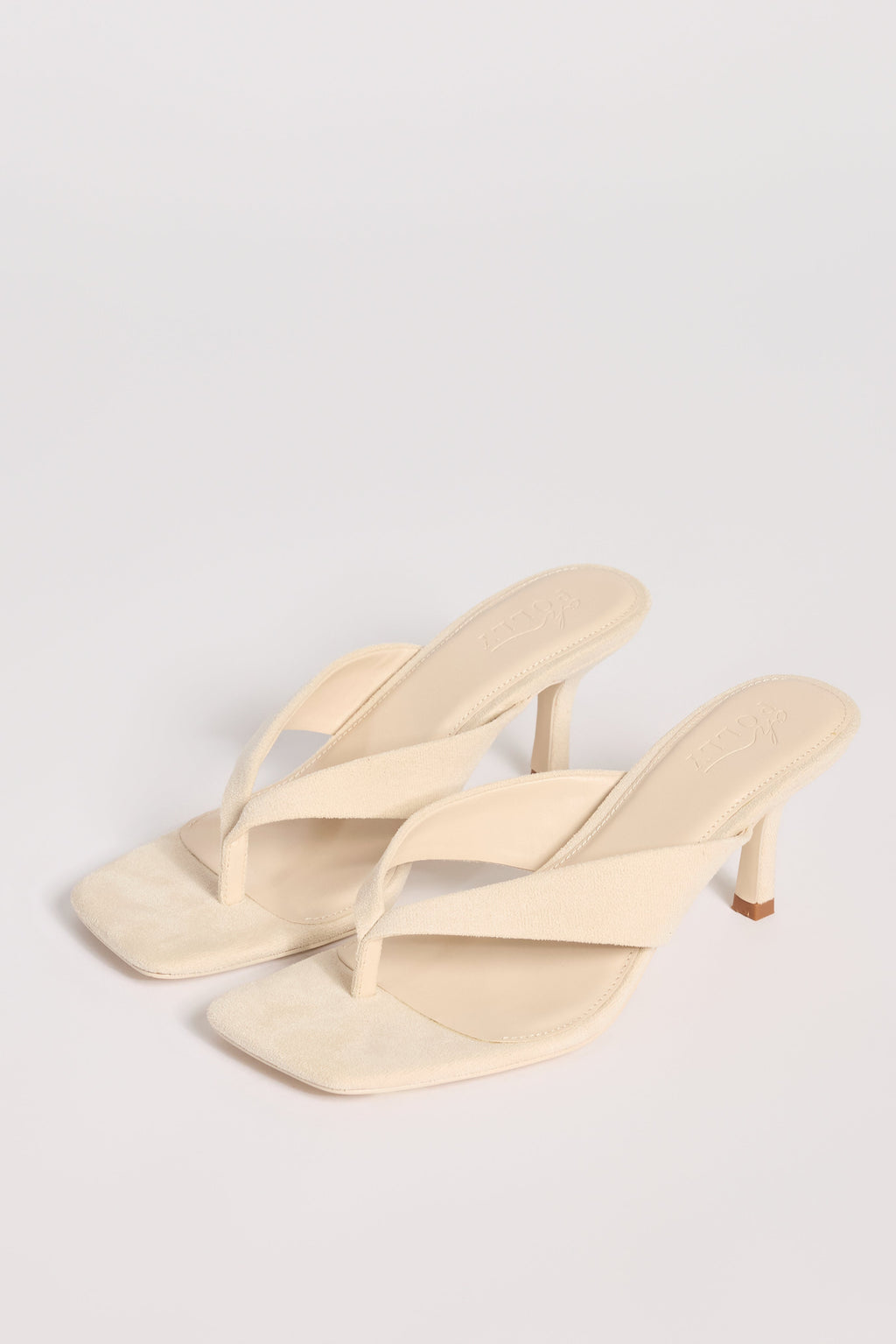 Heeled Thong Sandals  in Oat