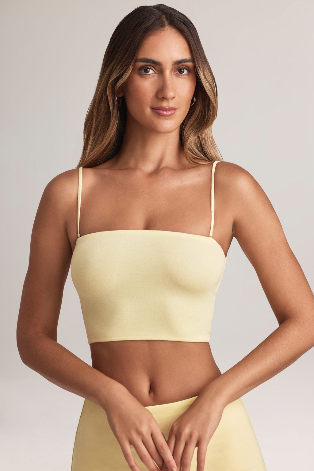 Modal Strapless Crop Top in Lemon