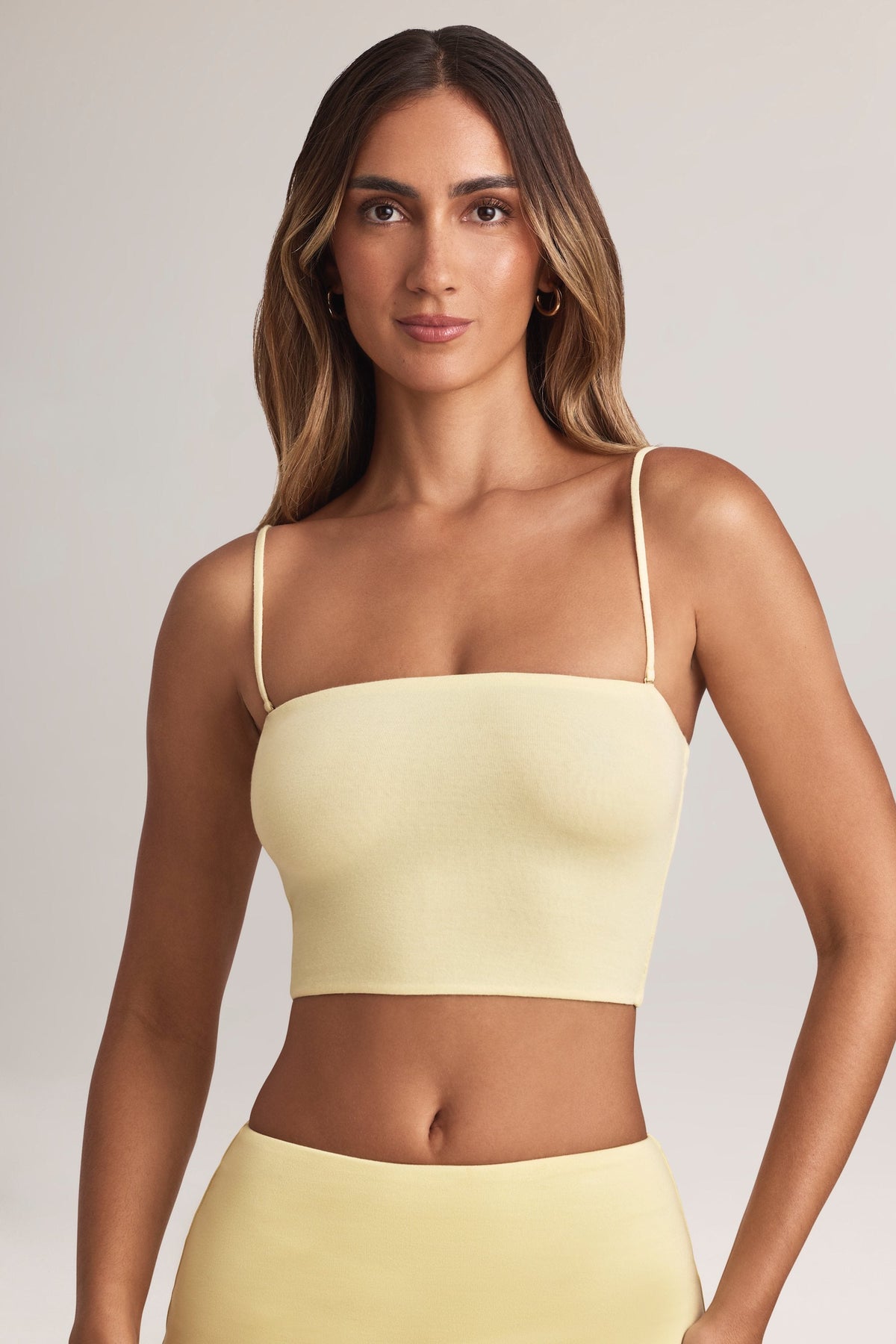 Modal Strapless Crop Top in Lemon